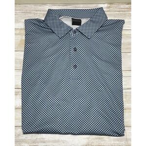 Dunning Golf Polo‎ Shirt Mens XL Blue Geometric Pattern Short Sleeve